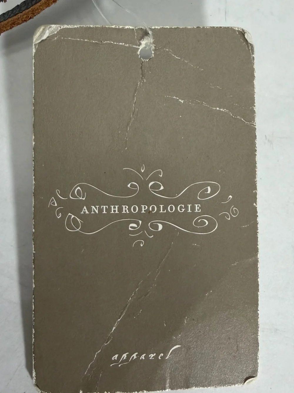 NWT Anthropologie Dark Grey Leather Oval Segment Stretch Tie Belt Brass Beads M